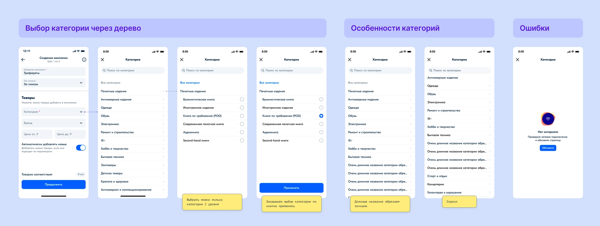 Category behavior and edge cases